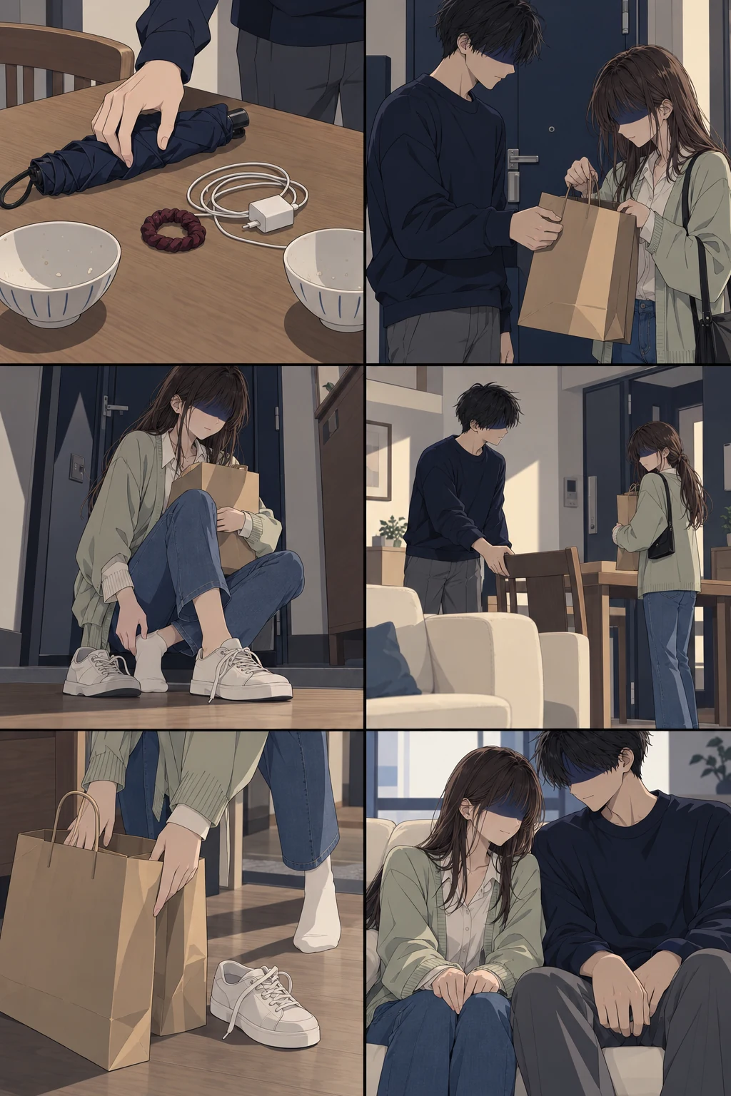 소파에 어깨와 팔이 닿도록 가까이 앉은 두 사람